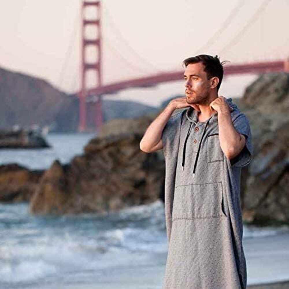 Surf Poncho - 100 Cotton Adult Hooded Changing Towel | Grey - Picture 2 of 8